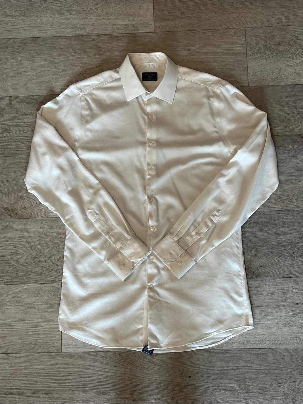 Bellissimo Men's Ivory Dress Shirt - Long Sleeve | Slim Fit | 15-15.5 M/M 34/35